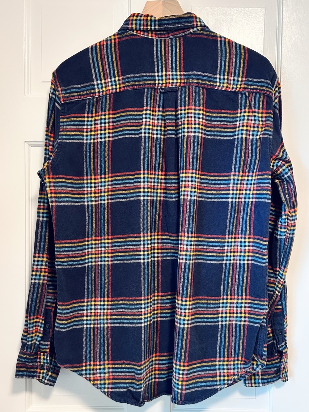 Men’s Merona Navy Blue Rainbow Plaid Flannel - Size Large - Picture 7 of 7